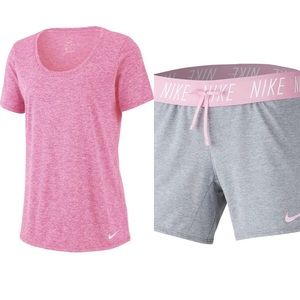Nike Set-Fold Over Waistband Short and Tee-SZ-L